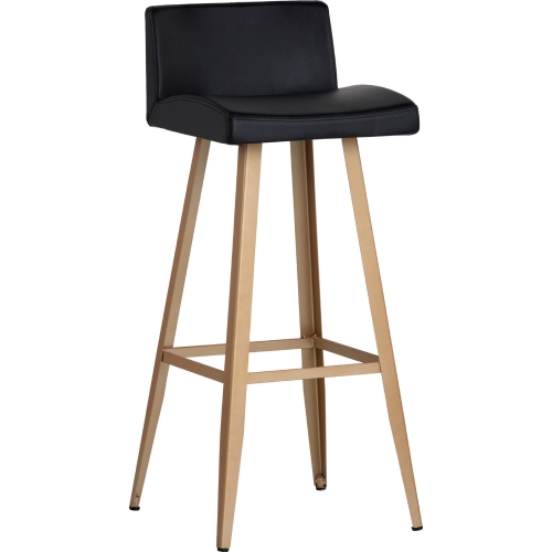 Dani Bar Stool in Antique Black Leatherette & Gold Steel